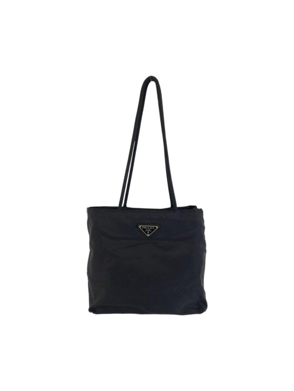 Prada Tessuto Black Silver Nylon Tote Shoulder Bag